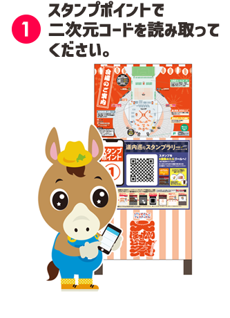 (1)スタンプポイントで二次元コードを読み取ってください。