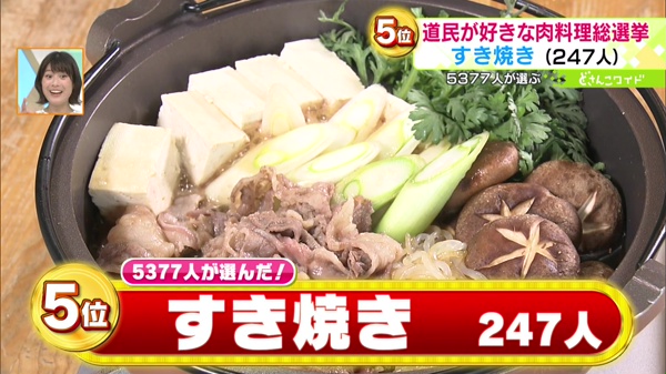 第5位 すき焼き 247人