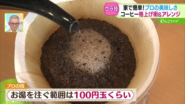 お湯を注ぐ範囲