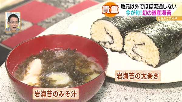 手摘みで行われる松前の岩海苔漁