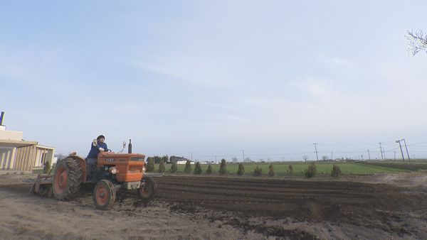 耕運機を運転する前田